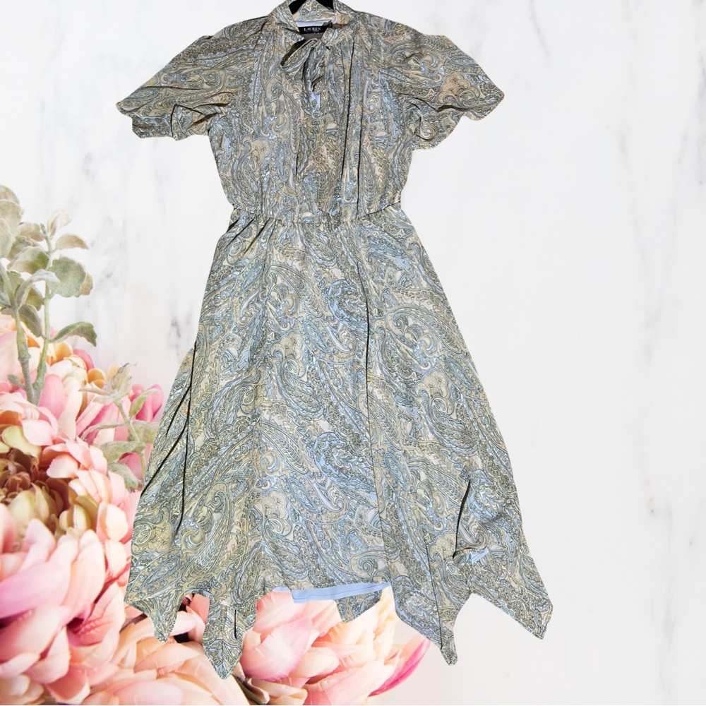Lauren Ralph Lauren Women's Paisley Georgette Tie-Neck Dress~ NWT! - Picture 6 of 14